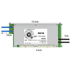 Double-layered 10-24S 110A (Peak 200A) BMS Lithium Battery Protection Board with 3.8" LCD Screen