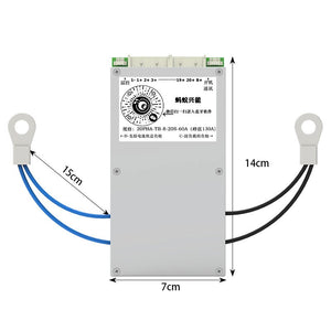 8S-20S 60A (Peak 130A) BMS Lithium Battery Protection Board without 3.8 Inch LCD Screen Display