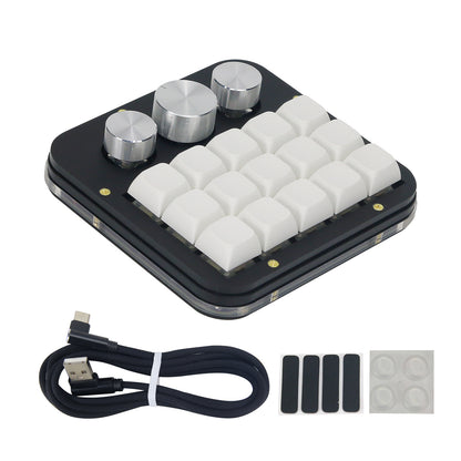 HamGeek Macro Custom Keyboard Mechanical Keyboard (Black Shell &amp; RGB Light) with 15 Keys + 3 Knobs