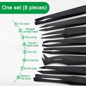 A Set of Anti-Static Black Plastic Tweezers High Quality and Precision Carbon Fiber Tweezers for Electronics Repair