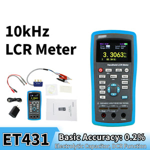 ET431 Handheld LCR Meter LCR Tester Capacitance Inductance Meter 10KHz Frequency Accuracy 0.2%