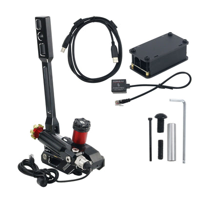 Conspit H2 Hydraulic Handbrake Racing Game SIM Simulator Hand Brake for SIM-racing Drivers for Fanatec Base-With Control Box(Red)