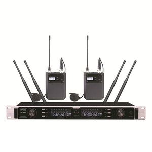 TZT SK-9900 Wireless Lavalier Microphone System Wireless Microphone System w/ 2 Lavalier Microphones