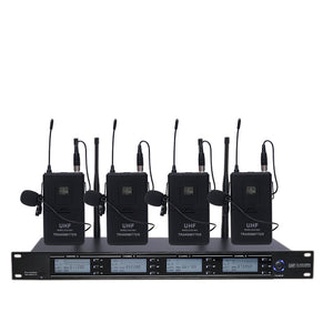 TZT U-84 Professional Lavalier Microphone System Cordless Microphone System w/ 4 Lavalier Mics