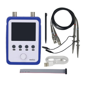 WAVE2 Portable Digital Oscilloscope 2 Channel 0-200KHz Signal Generator Assembled 2.4&quot; Touch Screen