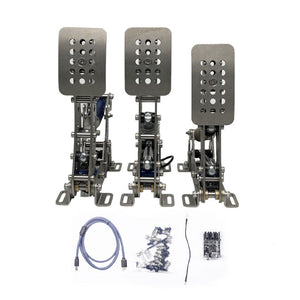 Silvery RC Pedal Game Throttle Hydraulic Clutch Racing Simulator Pedal Remastered Version Support for SIMPRO Software Adjustment