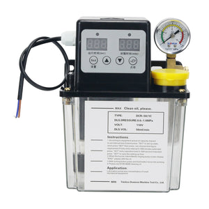 1L 110V Automatic Lubrication Pump Dual Display &amp; Pressure Gauge for CNC Machines &amp; Oil Pump Lathes