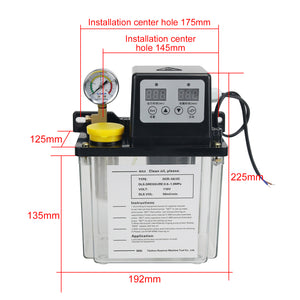 2L 110V Automatic Lubrication Pump Dual Display &amp; Pressure Gauge for CNC Machines &amp; Oil Pump Lathes