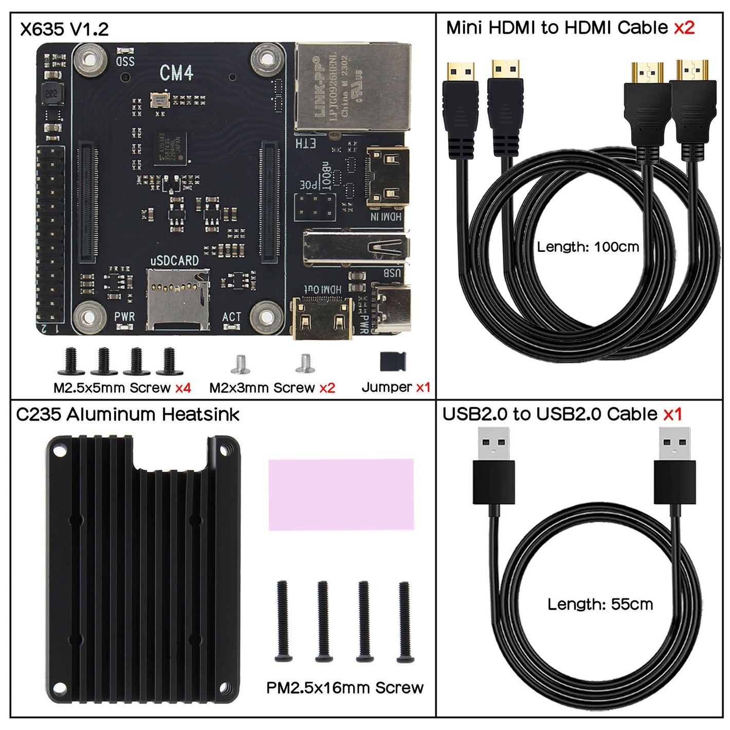 Geekworm X635 Expansion Board Carrier Board with C235 Heatsink HDMI to CSI-2 for CM4 M.2 NVME SATA SSD for Raspberry Pi