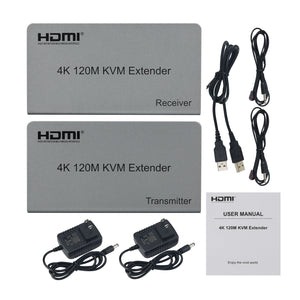 4K HDMI+USB Extender 120M 1080P HD No Delay Support USB KVM Extending Control with HDMI Loop Output
