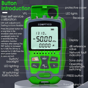 -50 ~ +26dBm AUA-MC50 15MW 4 in 1 Mini OPM Rechargeable Optical Power Meter Red Light Integrated Machine