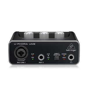 U-PHORIA UM2 Original 2x2 USB Sound Card Audiophile Audio Interface with Mic Preamp for Behringer