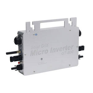 GT-800W Silver Solar Grid Micro Inverter IP66 Waterproof Solar Inverter Enables Phone APP Monitoring