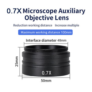0.7X 0745 Barlow Lens Industrial Microscope Camera Objective Lens for XDS-10A 120X/180X/300X Lens