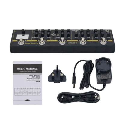 Cube Sugar Guitar Effects Pedal with 5 Analog Effects &amp; 2 Digital Effects &amp; High-precision Guitar Tuner