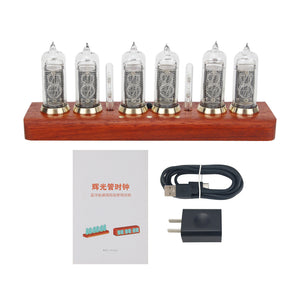 Soviet IN14 Glow Tube Clock Bluetooth Nixie Tube Clock Electronic Alarm Clock With Solid Wood Base