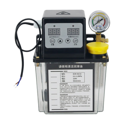 1L 220V Automatic Lubrication Pump Dual Display &amp; Pressure Gauge for CNC Machines &amp; Oil Pump Lathes