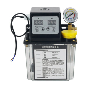 1L 220V Automatic Lubrication Pump Dual Display &amp; Pressure Gauge for CNC Machines &amp; Oil Pump Lathes