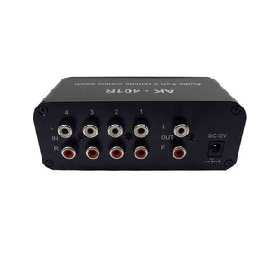 AK-401R Audio Switcher Audio Selector with IR Remote Control Supports 4-Channel Stereo Audio Source