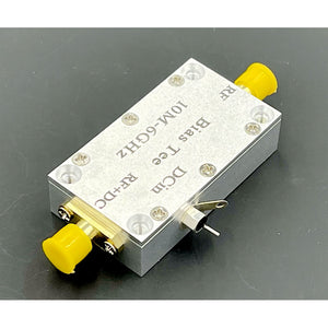 10MHz - 6GHz Bias Tee with CNC Case Wideband RF Feeder DC Block SMA Female Connector for Wideband Amplifier