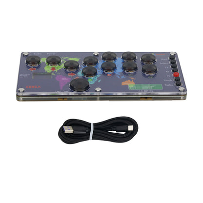 SUNGA 12-Botton Mini Arcade Controller Fight Stick Gaming Controller with Screen for Hitbox PC/PS4