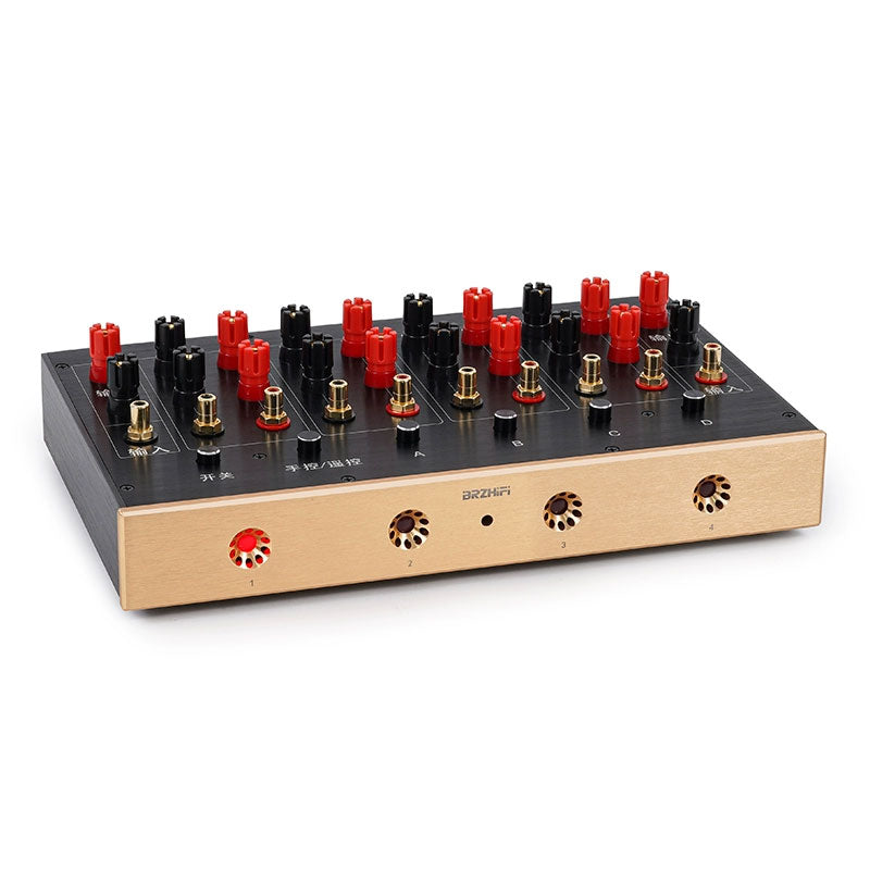 BRZHIFI FV6 Multifunctional RCA 4-Channel Audio Switcher Lossless Switching with Power Adapter and Remote Control