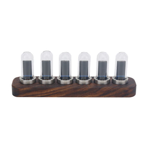 D'ESIGN IPS RGB LED Music Spectrum Pseudo Glow Tube Rhythm Light Alarm Clock with Black Walnut Base