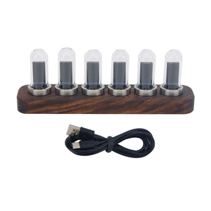 D'ESIGN IPS RGB LED Music Spectrum Pseudo Glow Tube Rhythm Light Alarm Clock with Black Walnut Base