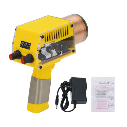 Handheld Tesla Coil Rechargeable Solid State Tesla Coil Manual &amp; Automatic Modes with Yellow Shell