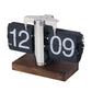 Automatic Flip Clock Retro Desktop Clock Digital Clock with Black Number Card Black Walnut Base