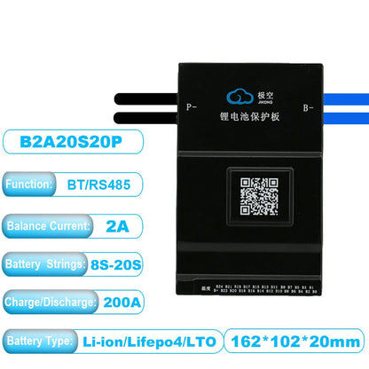 JK-B2A20S20P 8-20S 2A Smart BMS Active Balancer Equalizer 200A Continuous Discharge/Charge Current
