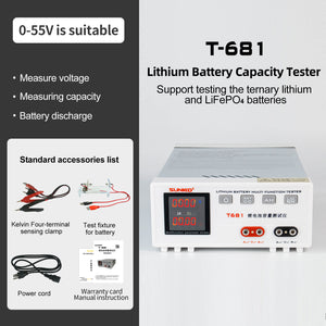 T-681 0-55V Lithium Battery Capacity Tester Multi-function Tester with High Definition Digital Display Screen