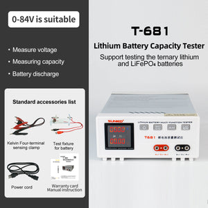 T-681 0-84V Lithium Battery Capacity Tester Multi-function Tester with High Definition Digital Display Screen