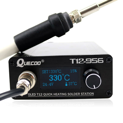 QUICKO T12-956 OLED T12 Quick Heating Solder Station Kit with Soldering Handle &amp; US Power Cable