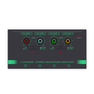 Recordio Green GAX-PX400 4-Channel Stereo Ultra-low Noise Headphone Amplifier with Mutual Non-interference Jack