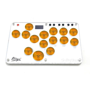 Sallybox Plus 15-Button Arcade Controller Mini Fight Stick with Orange Keycaps and Layout for Hitbox