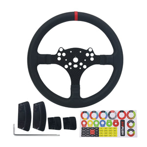 SIMPUSH 13 Inch Steering Wheel MOD Steering Wheel Modification Wrapped with Cowhide for PXN V10