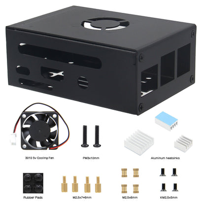 High Quality N510 Metal Case Cooling Fan + Aluminum Heatsink Double Heat Dissipation for Orange Pi 3B