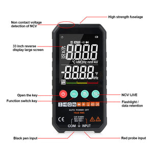 FY107B 6000 Counts Smart Digital Multimeter Tester TRMS AC/DC Voltage Resistance Multimeter Set