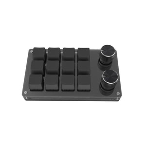 12-Key Custom Keyboard Small Keyboard with Black Keycaps Suitable for Gamers Song Lovers &amp; Designers