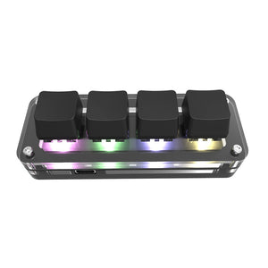 4-Key Custom Keyboard Small Keyboard Small Gaming Keyboard w/ Black Keycaps RGB Backlight for Gamers