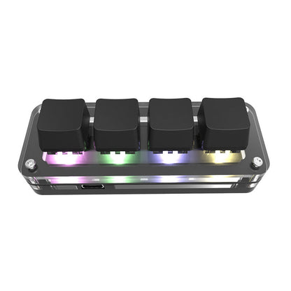 4-Key Custom Keyboard Small Keyboard Small Gaming Keyboard w/ Black Keycaps RGB Backlight for Gamers