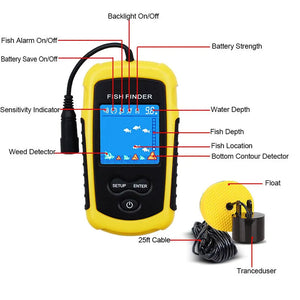 FF1108-1CWLA 60M/196.9FT Wireless Sonar Fish Finder + FFC1108-1 Wired Fish Finder with Color Screen