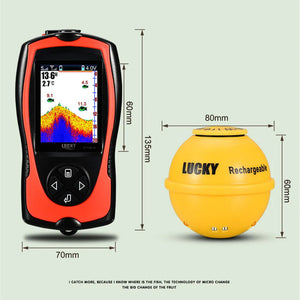 FF1108-1CWLA 60M/196.9FT Wireless Fish Finder + FF1108-1 Wired Fish Finder Black &amp; White Display