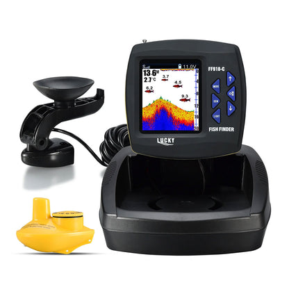 F918-C180W Sonar Fish Finder with Wired and Wireless Sensors for 180M/590.6FT Depth &amp; Boat Fishing