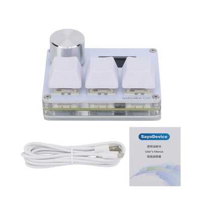 White 3-Key O3C OSU Rapid Trigger Custom Keyboard Hall Magnetic Axis Gaming Keyboard with 0.96-inch IPS Screen