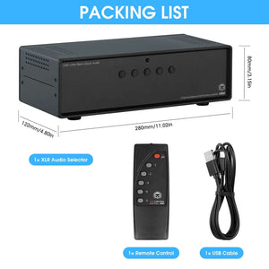 One Little Bear MC105-5M 1-In-5-Out XLR Balanced Passive Selector Type-C 5VDC Audio Switcher 5-Channel Splitter