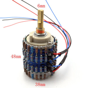50K Dual Potentiometer 24-Step L-Type Volume Potentiometer w/ Copper Shaft &amp; Resistors for Vishay Dale