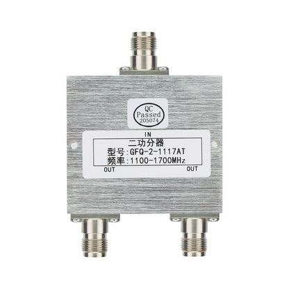 GFQ-2-1117AT Power Splitter 1100-1700MHz Power Divider with 3 TNC Female Connector for GNSS/GPS/Beidou Dual Antenna System