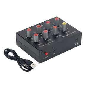 EQ-7 Headphone Amp 7 Band Equalizer Amplifier Headphone Amplifier + USB DC Cable for PC Cellphone